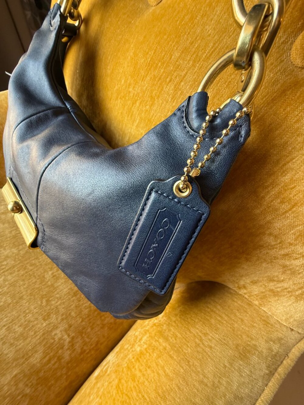 COACH KRISTIN HIPPIE Blue Shoulder & Crossbody Smooth Soft Leather Bag - Picture 12 of 13